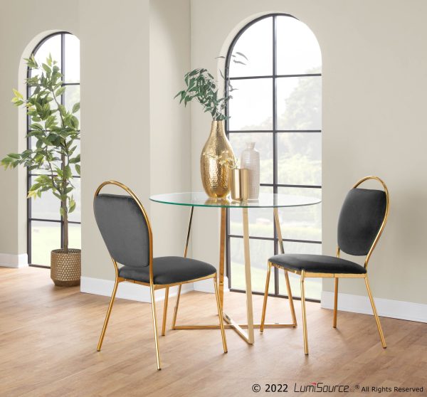 Keyhole Black Velvet Gold Contemporary Dining Chairs Set of 2 3