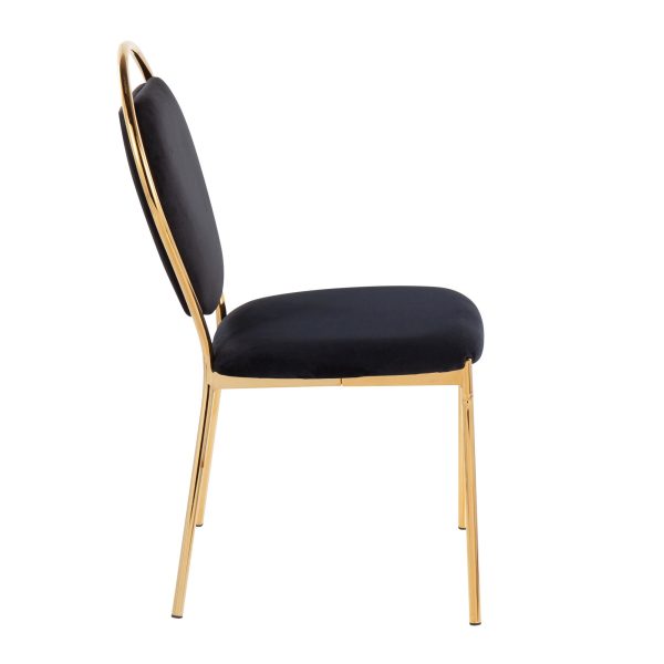 Keyhole Black Velvet Gold Contemporary Dining Chairs Set of 2 6