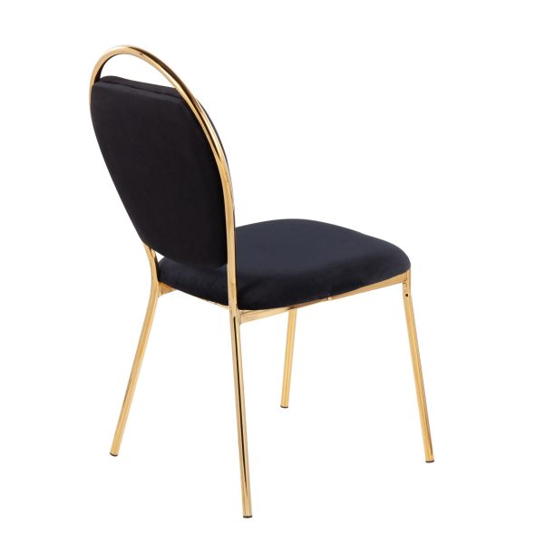Keyhole Black Velvet Gold Contemporary Dining Chairs Set of 2 7