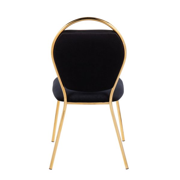 Keyhole Black Velvet Gold Contemporary Dining Chairs Set of 2 8