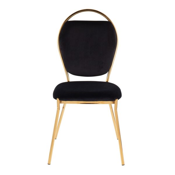 Keyhole Black Velvet Gold Contemporary Dining Chairs Set of 2 9