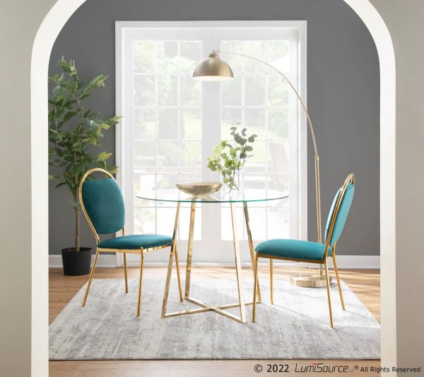 Keyhole Green Velvet Gold Contemporary Dining Chairs Set of 2 1