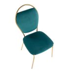 Keyhole Green Velvet Gold Contemporary Dining Chairs (Set of 2) 24 Keyhole Green Velvet Gold Contemporary Dining Chairs (Set of 2)