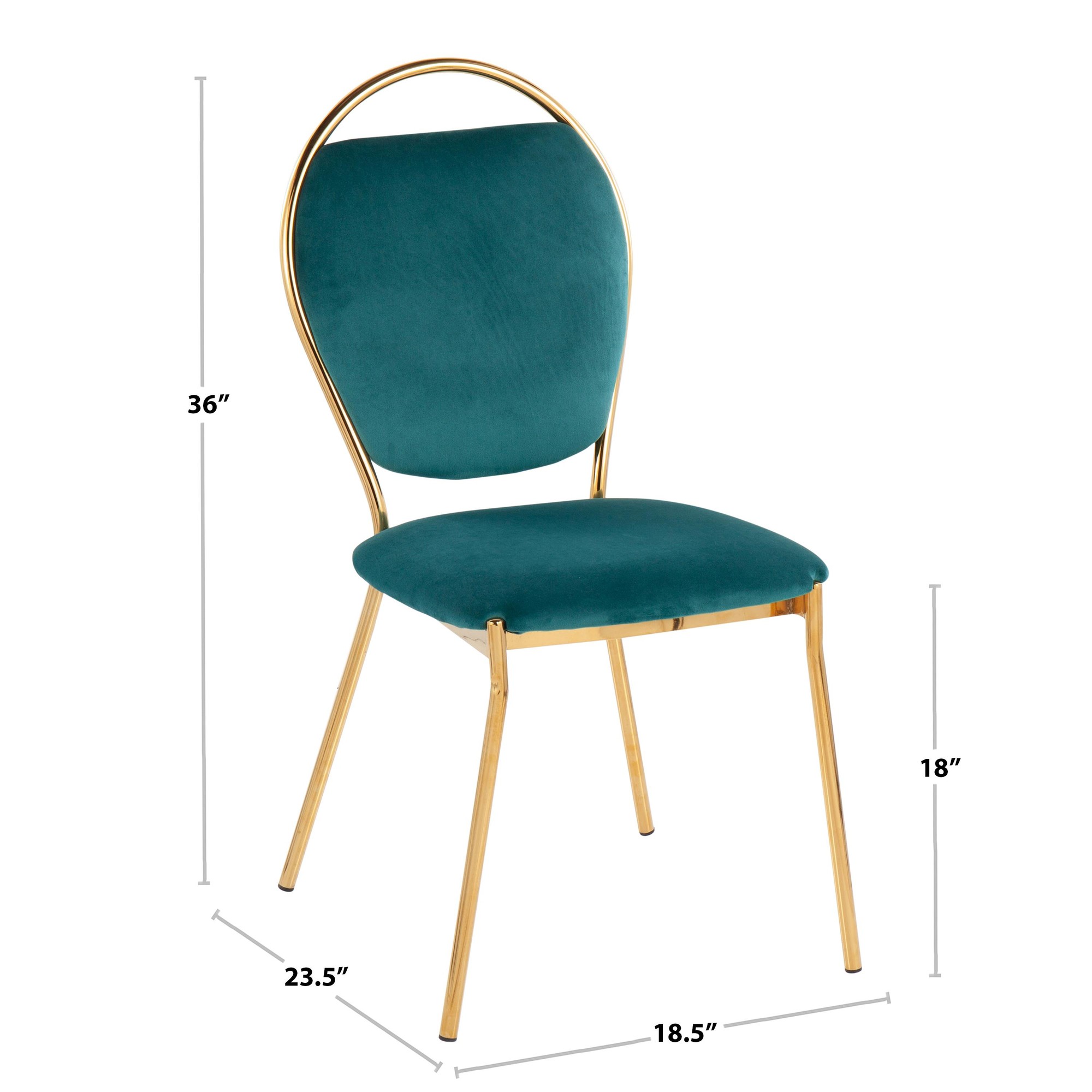Keyhole Green Velvet Gold Contemporary Dining Chairs (Set of 2) 12 Keyhole Green Velvet Gold Contemporary Dining Chairs (Set of 2) - Image 12