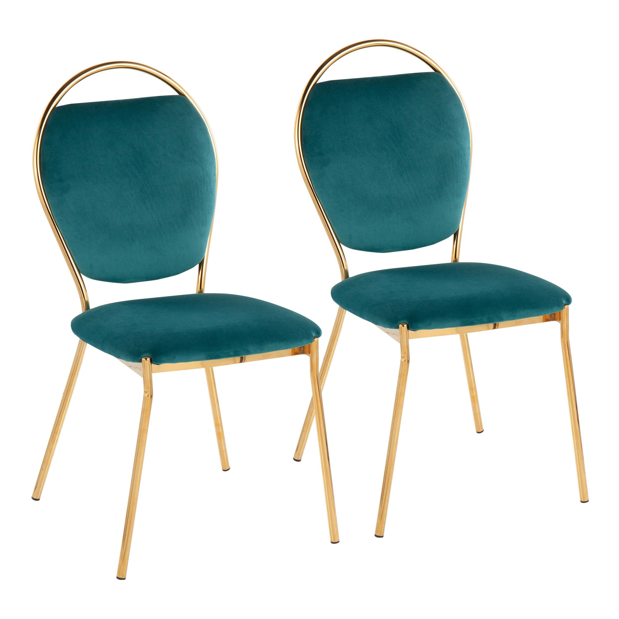 Keyhole Green Velvet Gold Contemporary Dining Chairs (Set of 2) 5 Keyhole Green Velvet Gold Contemporary Dining Chairs (Set of 2) - Image 5