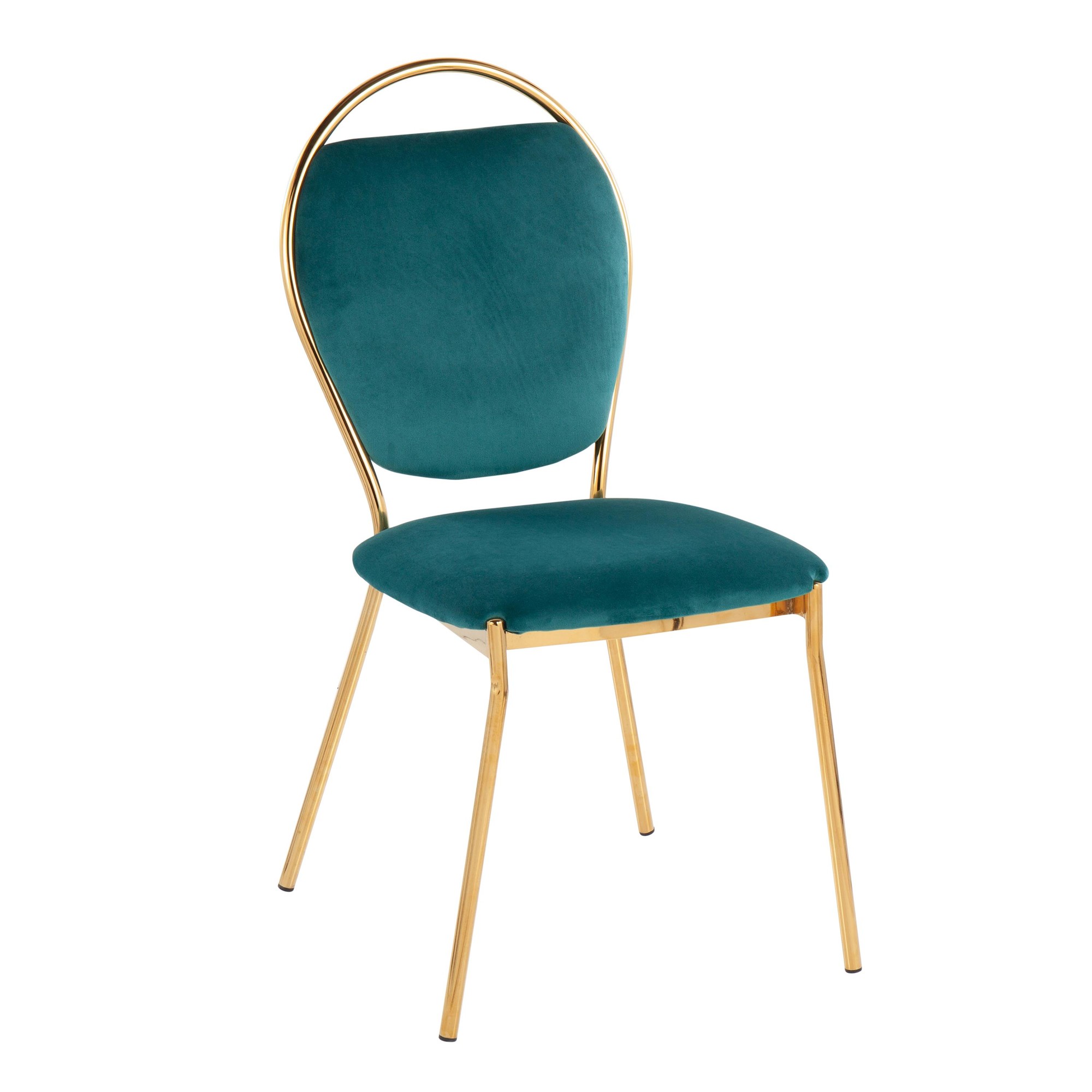 Keyhole Green Velvet Gold Contemporary Dining Chairs (Set of 2) 6 Keyhole Green Velvet Gold Contemporary Dining Chairs (Set of 2) - Image 6