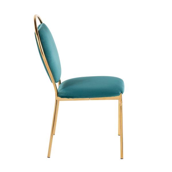 Keyhole Green Velvet Gold Contemporary Dining Chairs Set of 2 6