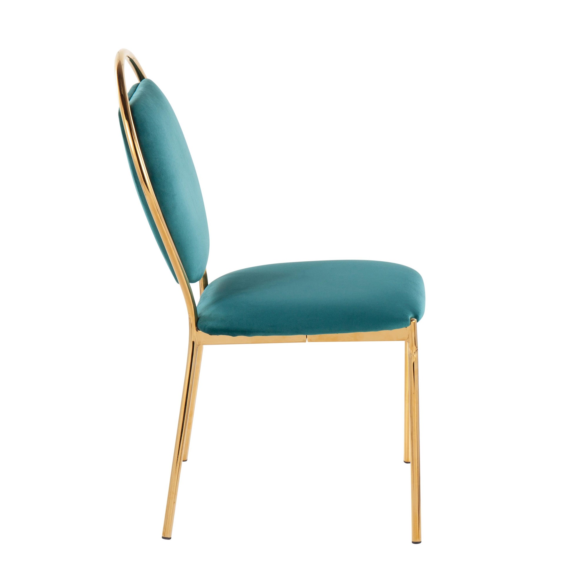Keyhole Green Velvet Gold Contemporary Dining Chairs (Set of 2) 7 Keyhole Green Velvet Gold Contemporary Dining Chairs (Set of 2) - Image 7