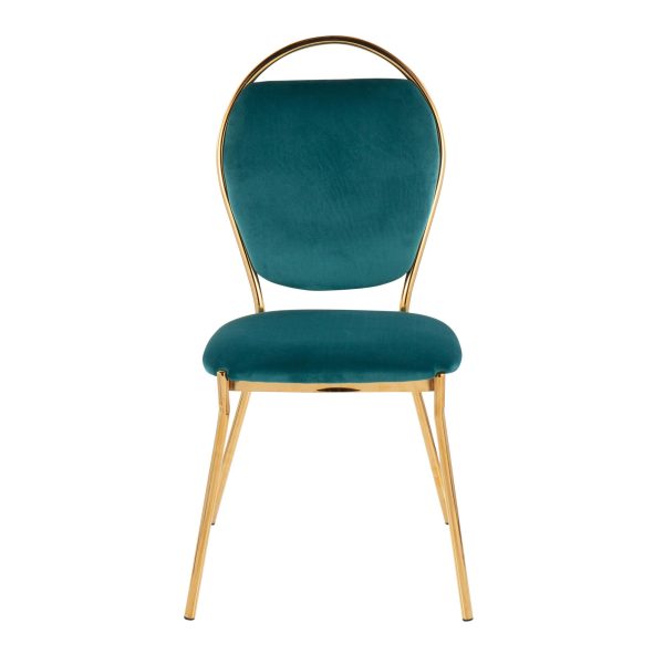 Keyhole Green Velvet Gold Contemporary Dining Chairs Set of 2 9