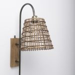 Kiley 28.0L x 7.0W x 15.6H Brown Woven Shade W/Black Metal Wall Sconce