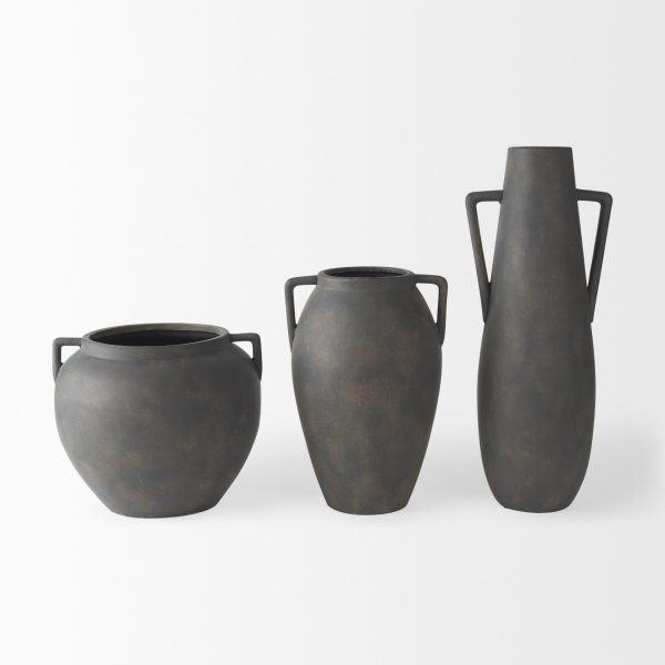 Kilian Medium Brown Gray Double Ear Vase 9