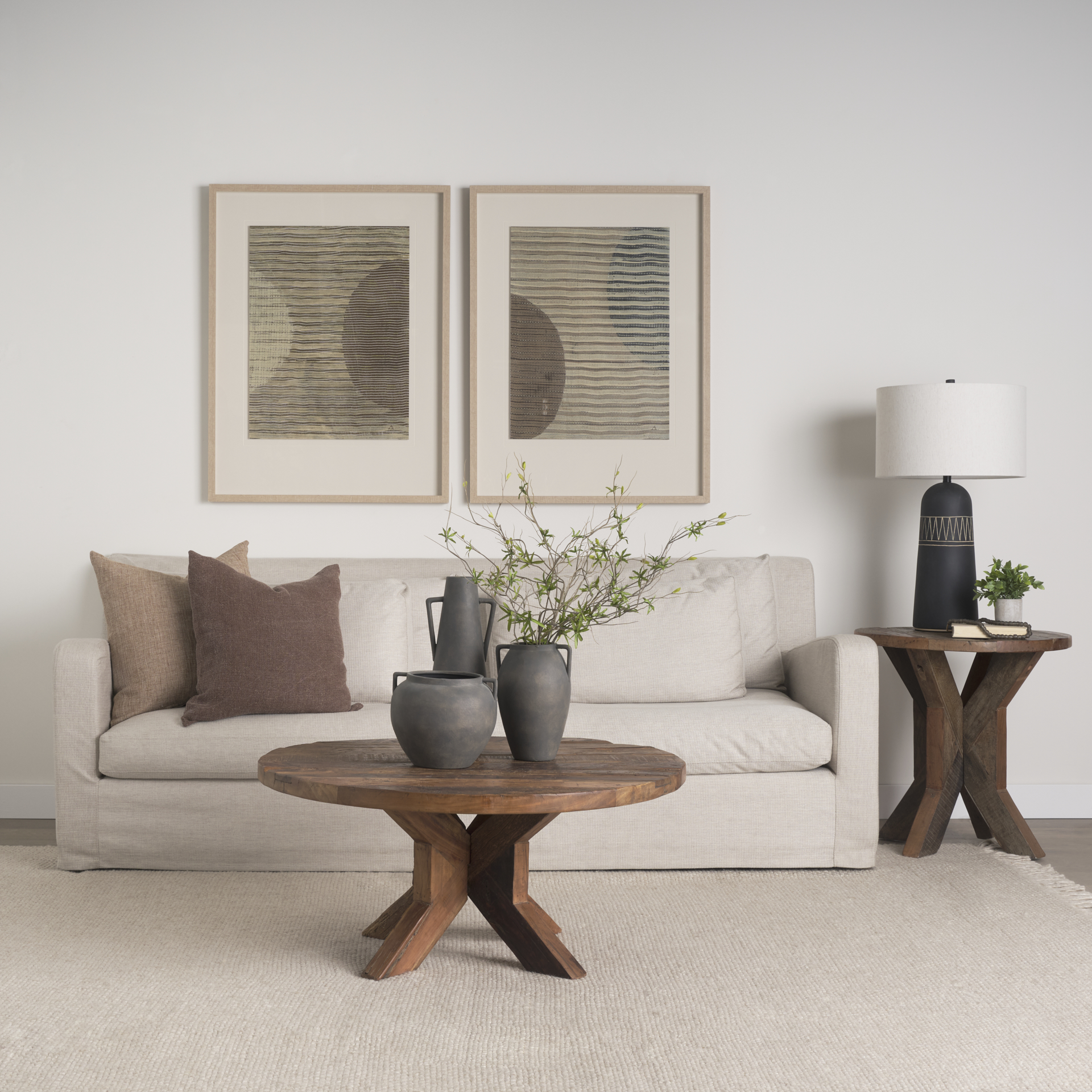 Kilian Short Brown-Gray Double Ear Vase 2 Kilian Short Brown-Gray Double Ear Vase - Image 2