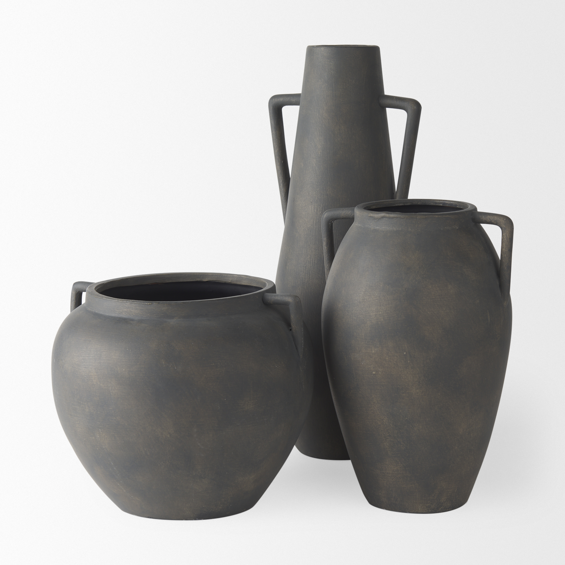Kilian Tall Matte Brown-Gray Double Ear Vase 10 Kilian Tall Matte Brown-Gray Double Ear Vase - Image 10