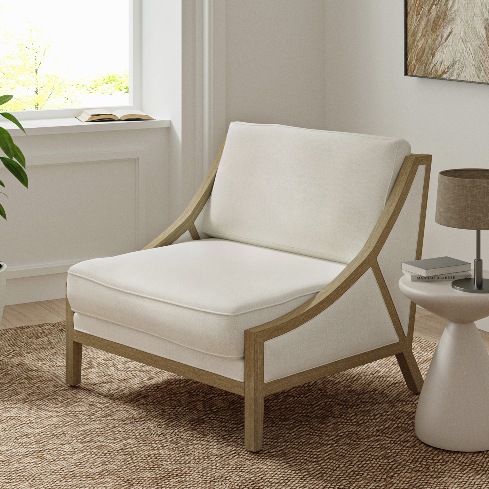 Kim Ivory Farmhouse Oversized Accent Armchair 2 Kim Ivory Farmhouse Oversized Accent Armchair - Image 2