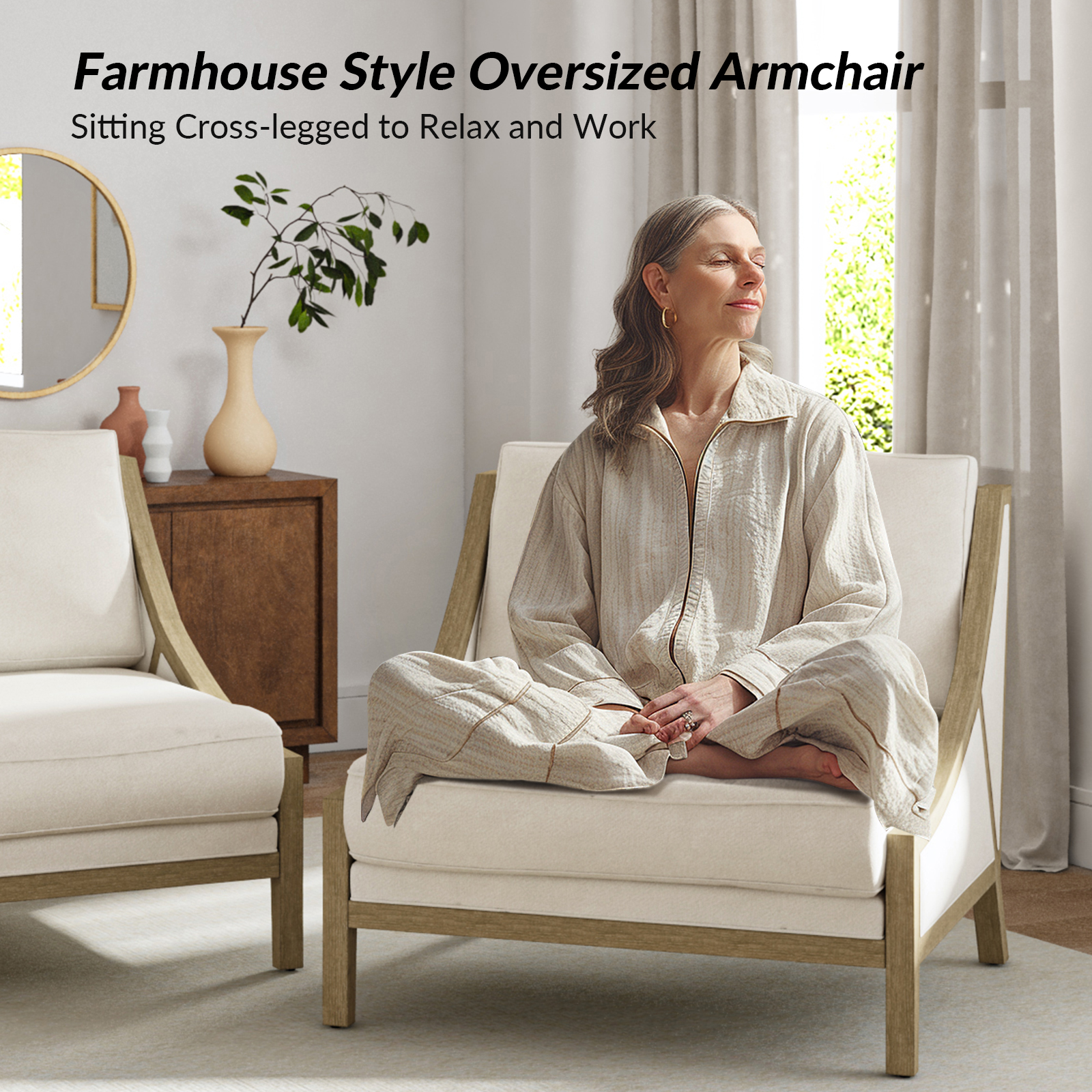 Kim Ivory Farmhouse Oversized Accent Armchair 3 Kim Ivory Farmhouse Oversized Accent Armchair - Image 3