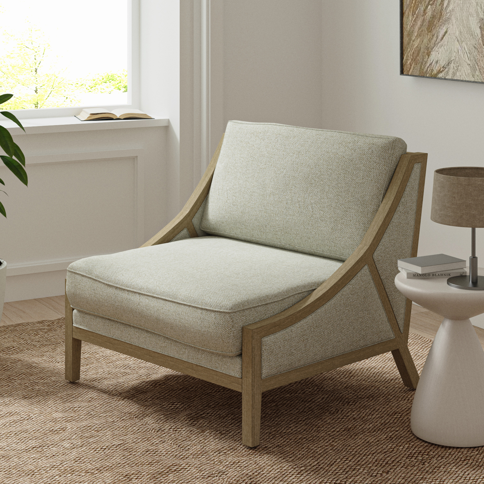 Kim Oatmeal Farmhouse Oversized Accent Armchair 2 Kim Oatmeal Farmhouse Oversized Accent Armchair - Image 2