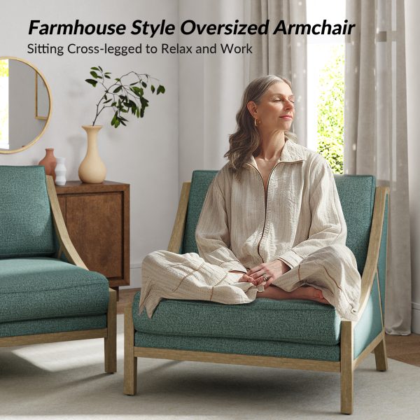 Kim Teal Farmhouse Oversized Accent Armchair 2