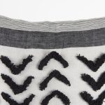 Kimia 20L x 20W White and Black Fabric Herringbone and Fringed Decorative Pillow Cover