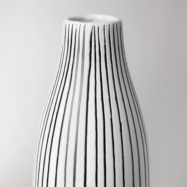 Kira I Small White Pinstripe Ceramic Vase 5