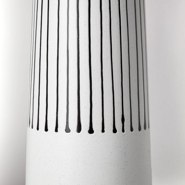 Kira I Small White Pinstripe Ceramic Vase 6