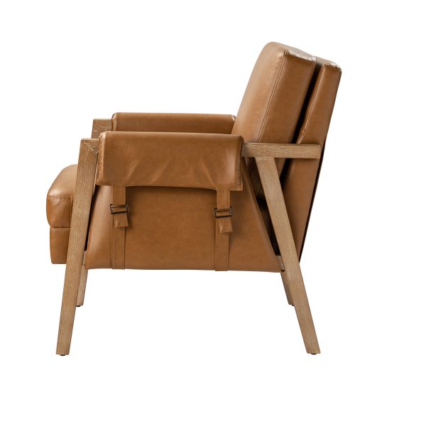 Kirsten Camel Vegan Leather Boho Farmhouse Armchair 2