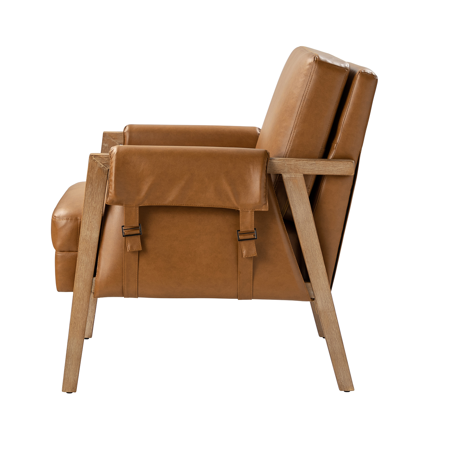 Kirsten Camel Vegan Leather Boho Farmhouse Armchair 3 Kirsten Camel Vegan Leather Boho Farmhouse Armchair - Image 3