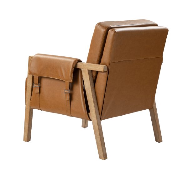 Kirsten Camel Vegan Leather Boho Farmhouse Armchair 3