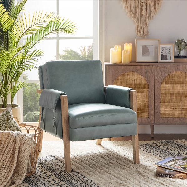 Kirsten Sage Vegan Leather Boho Farmhouse Armchair