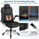 Massage Office Chair with Adjustable Headrest and Lumbar Support Black