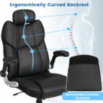 Massage Office Chair with Adjustable Headrest and Lumbar Support Black