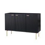 Knossos Black Modern 3-Door Metal Leg Sideboard 7 Knossos Black Modern 3-Door Metal Leg Sideboard