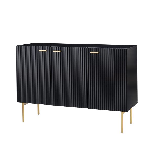 Knossos Black Modern 3 Door Metal Leg Sideboard 1