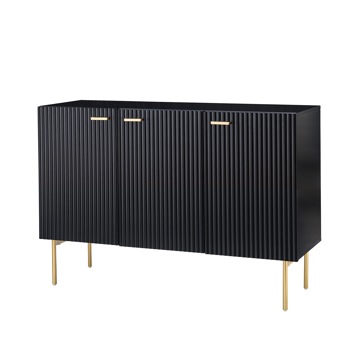 Knossos Black Modern 3-Door Metal Leg Sideboard 2 Knossos Black Modern 3-Door Metal Leg Sideboard - Image 2