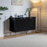 Knossos Black Modern 3-Door Metal Leg Sideboard 6 Knossos Black Modern 3-Door Metal Leg Sideboard