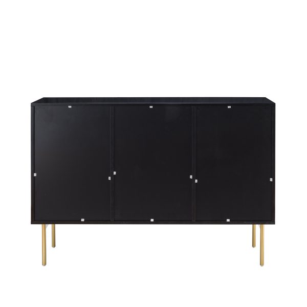 Knossos Black Modern 3 Door Metal Leg Sideboard 2