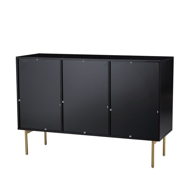 Knossos Black Modern 3 Door Metal Leg Sideboard 3