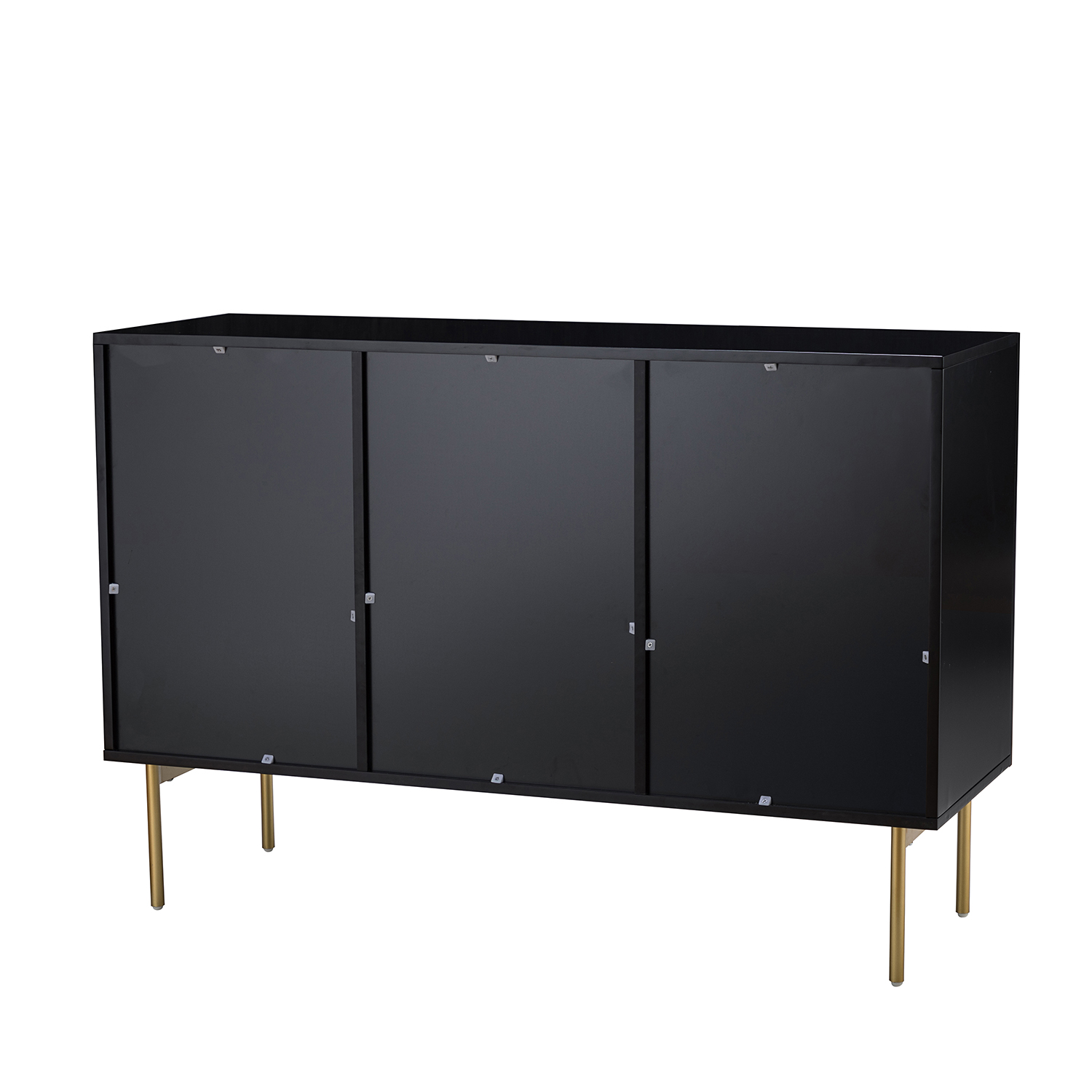 Knossos Black Modern 3-Door Metal Leg Sideboard 4 Knossos Black Modern 3-Door Metal Leg Sideboard - Image 4