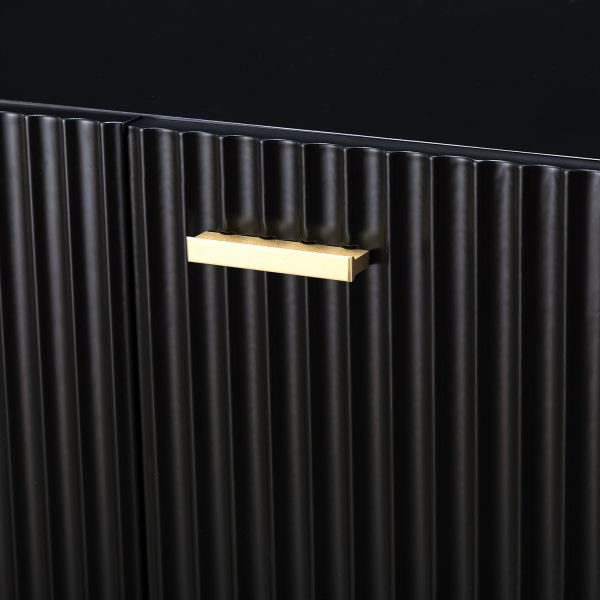 Knossos Black Modern 3 Door Metal Leg Sideboard 4