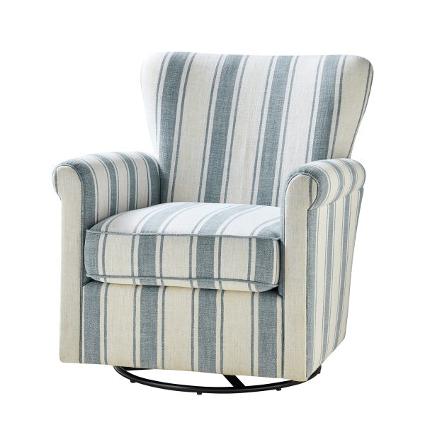 Knud Blue Floral Swivel Accent Chair 1