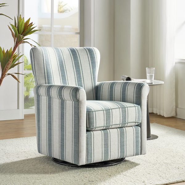 Knud Blue Floral Swivel Accent Chair