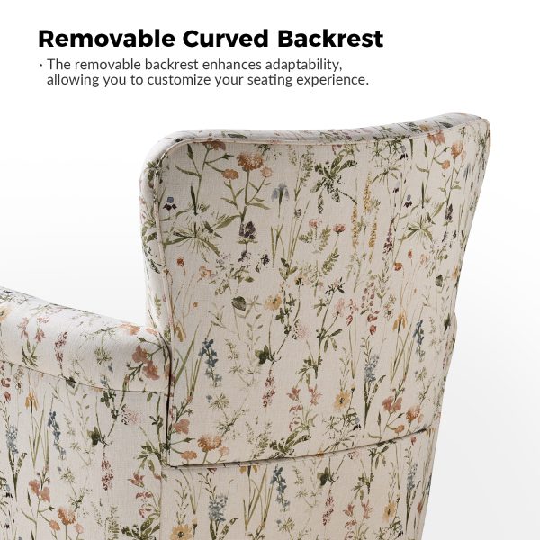 Knud Floral Swivel Accent Chair with Removable Backrest 4