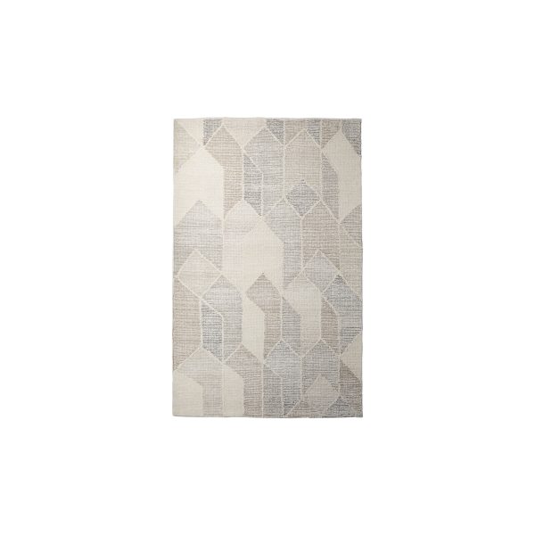 Kolt 5x8 Neutral Geometric Patterned Wool Area Rug