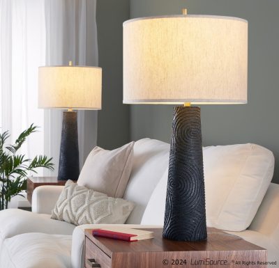 Kona Black Contemporary Table Lamps Brass Accents (Set of 2)