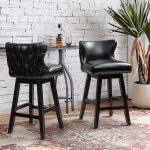 Konrad Black Vegan Leather Wingback Swivel Bar Stools