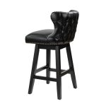 Konrad Black Vegan Leather Wingback Swivel Bar Stools