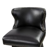 Konrad Black Vegan Leather Wingback Swivel Bar Stools
