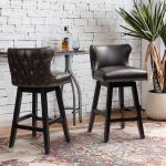 Konrad Brown Vegan Leather Wingback Swivel Bar Stools