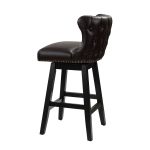 Konrad Brown Vegan Leather Wingback Swivel Bar Stools