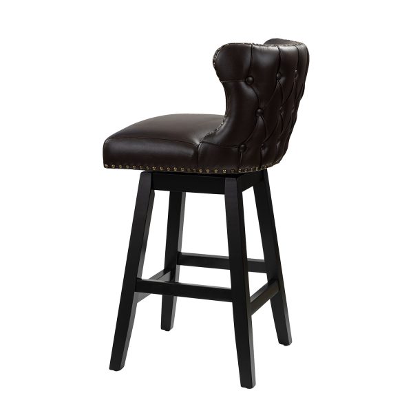 Konrad Brown Vegan Leather Wingback Swivel Bar Stools 2
