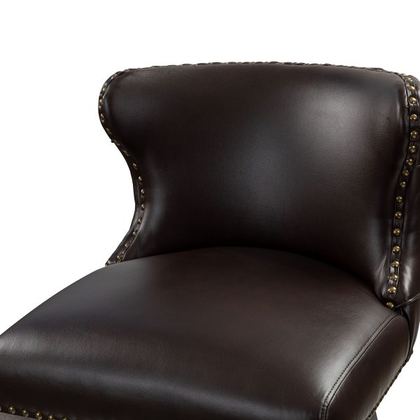 Konrad Brown Vegan Leather Wingback Swivel Bar Stools 4